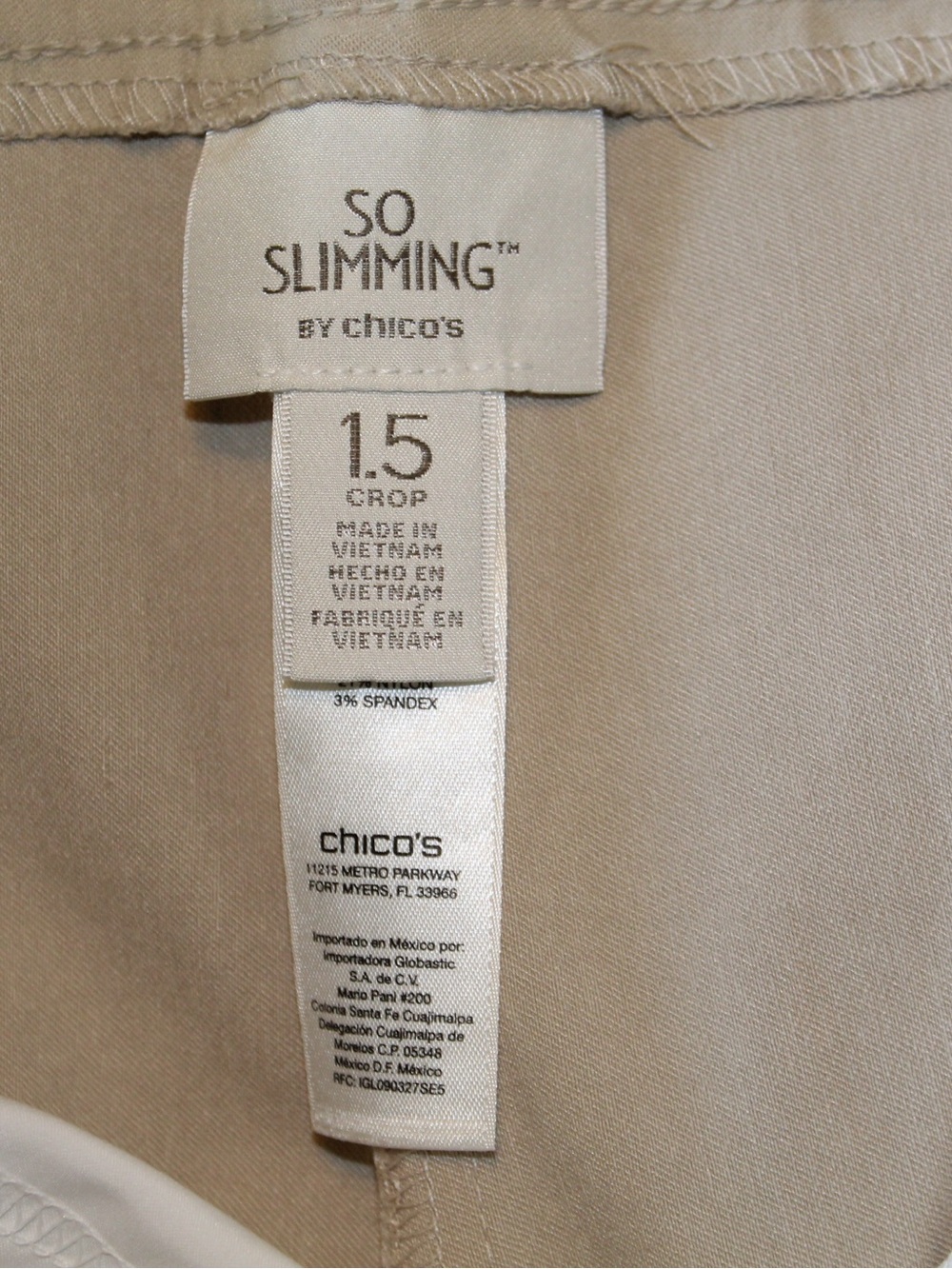 Chico’s So Slimming Bridgette Cropped Pants Khaki Sz 1.5 - Picture 2 of 6